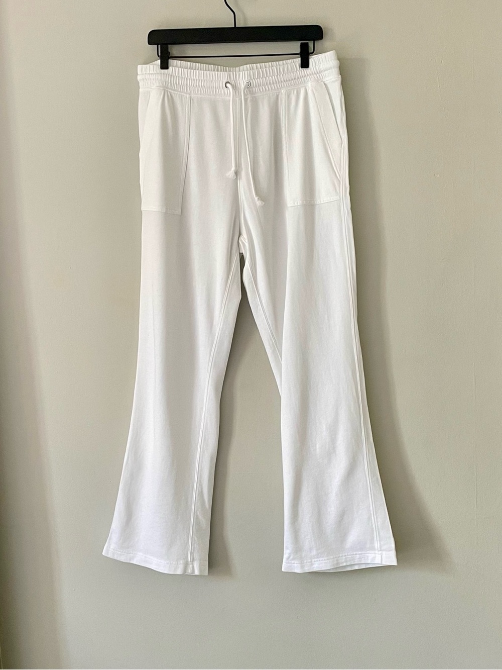 J Crew White Cotton Lightweight Wide Leg Sweatpants